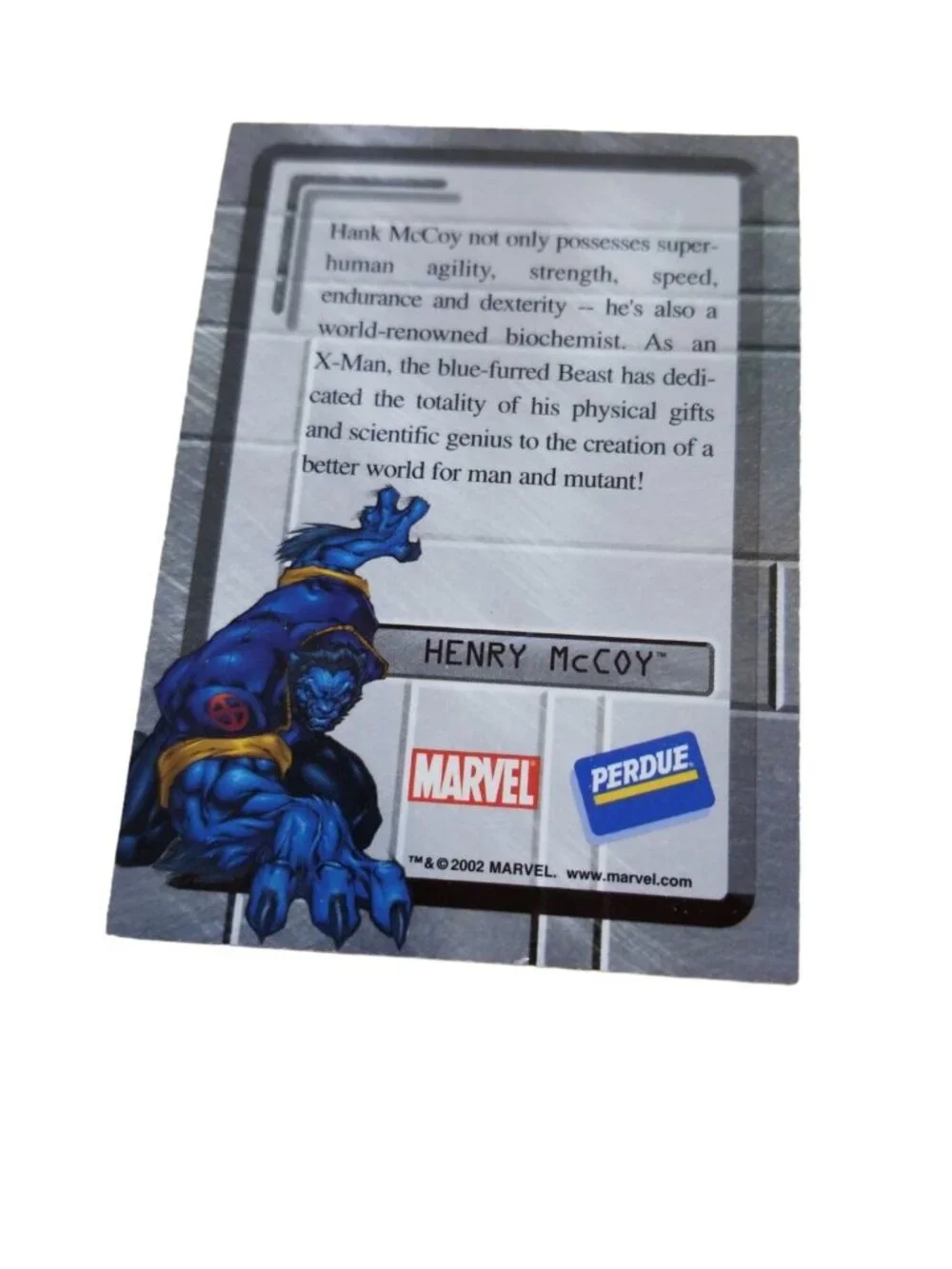2002 Marvel Perdue Chicken Rare Promo Card Xmen- Beast, Henry Mccoy Biochemist